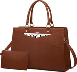 2Pcs Leather Office Laptop Tote Bag, 15.6" 17.3"