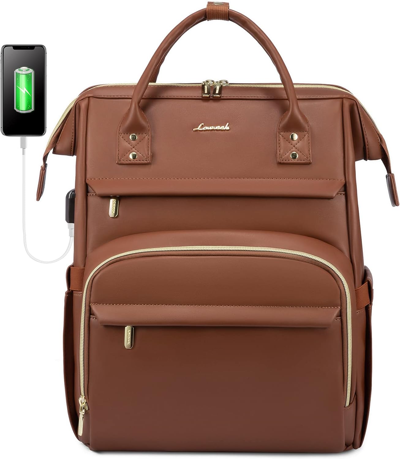 Leather Laptop Backpack, 15.6"-18"