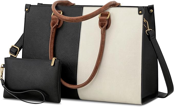 2Pcs Vintage Leather Laptop Bag, 15.6“