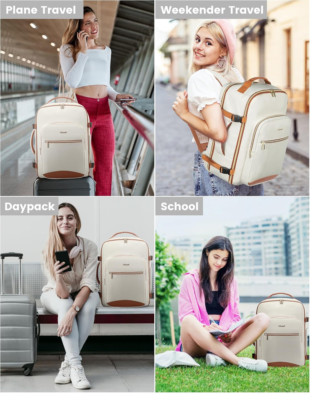 4Pcs, 40/50L Freyja Laptop Travel Backpack, 17" 18"