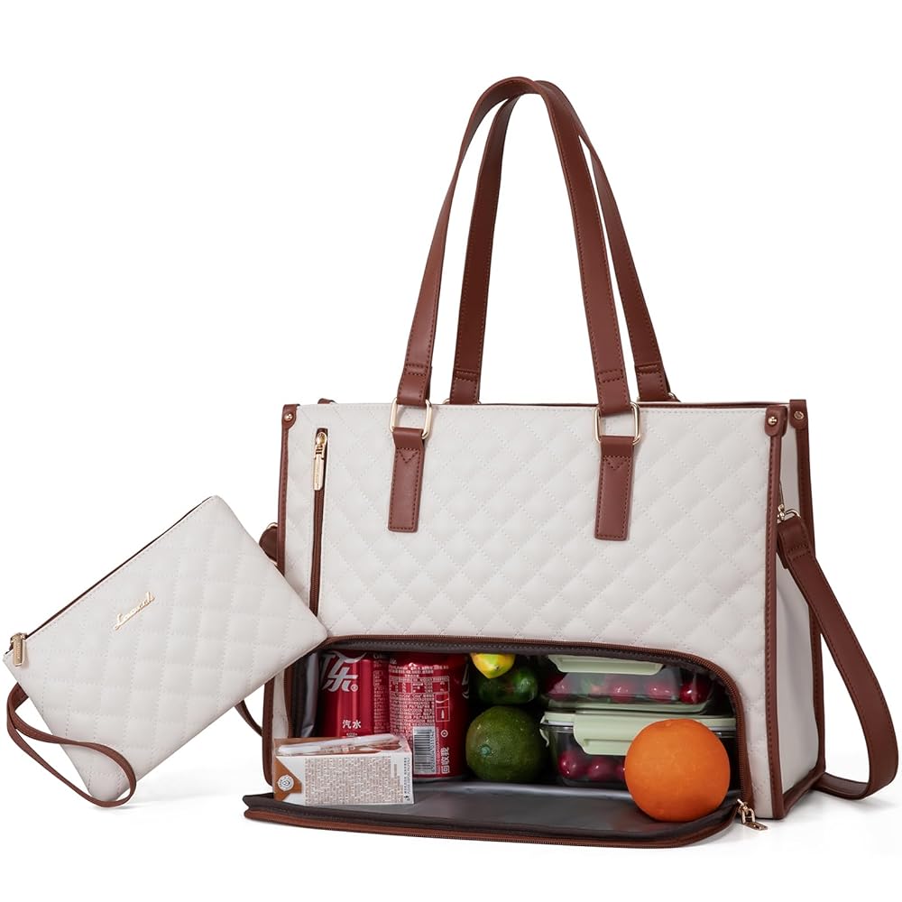 2Pcs Lunch Tote Shoulder Bag, 15.6"