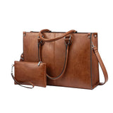 2Pcs Vintage Leather Laptop Bag, 15.6¡°