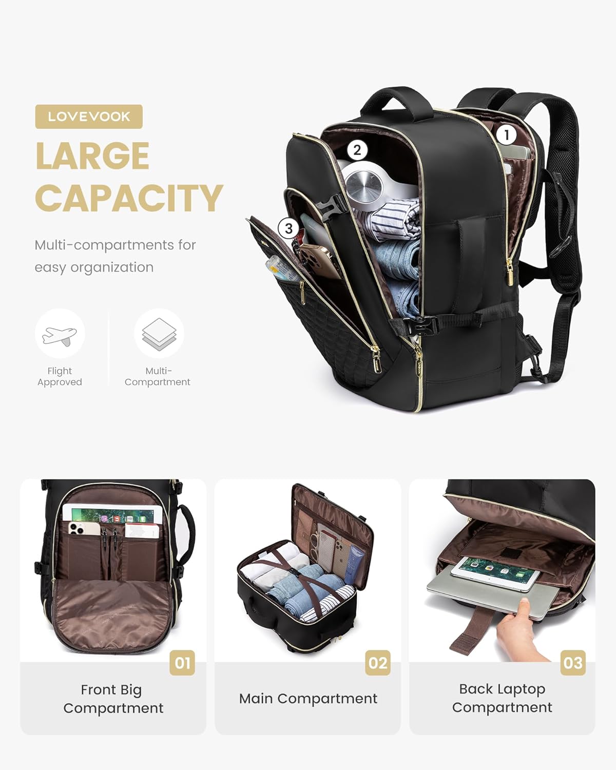 4Pcs Large Travel Backpack