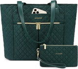 2Pcs Diamond Quilted Tote Bag, 15.6" 17"