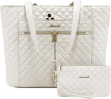 2Pcs Diamond Quilted Tote Bag, 15.6" 17"