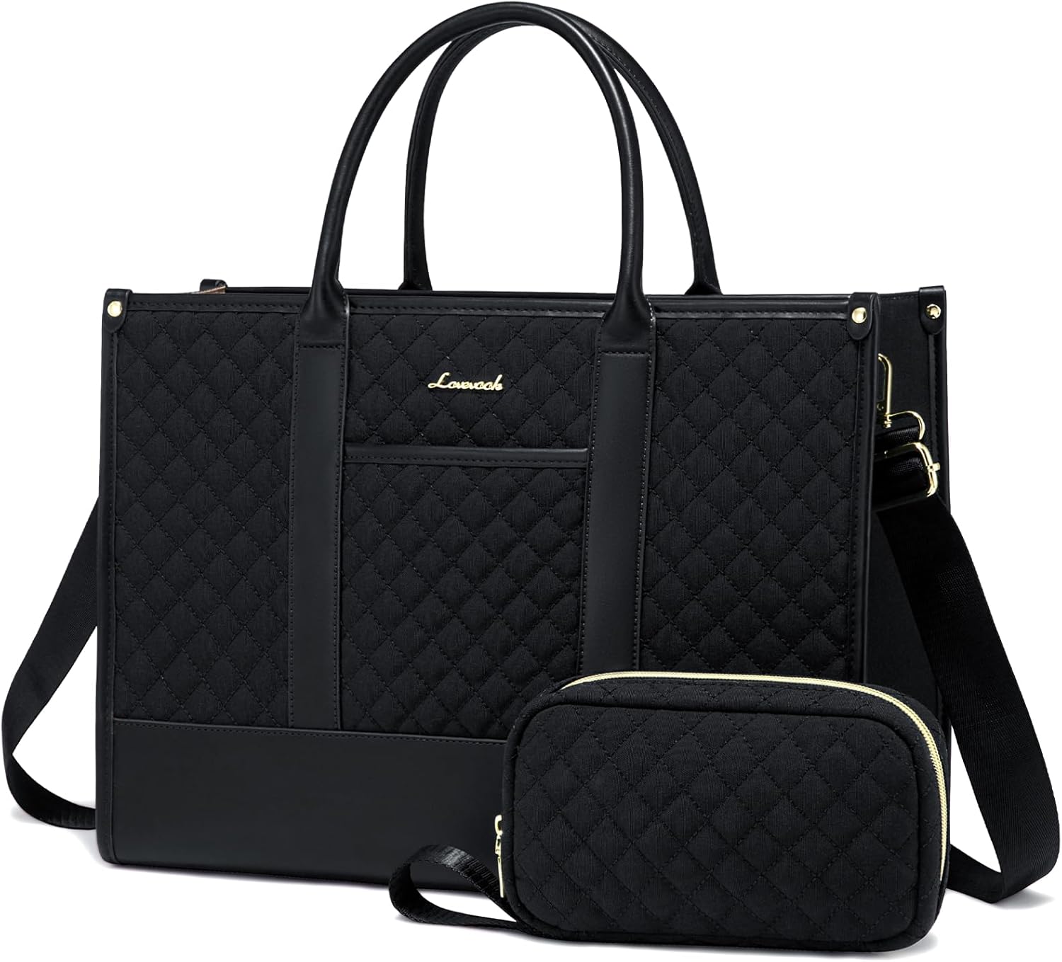 2 Pcs Quilted Laptop Tote Bag, 15.6" 17"