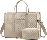 2 Pcs Quilted Laptop Tote Bag, 15.6" 17"