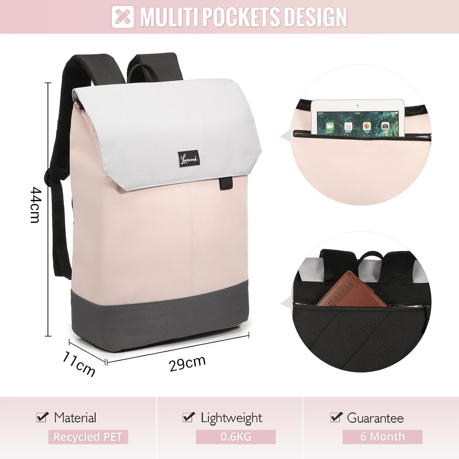 Eleganter Laptop-Rucksack, 15,6"