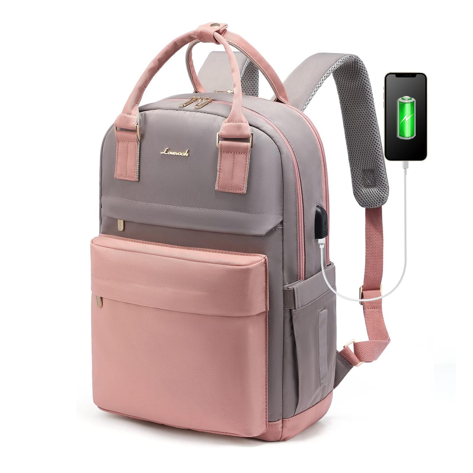 LOVEVOOK Laptop-Rucksack für Damen, Macaron-Farben, passend für 15,6 Zoll