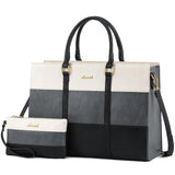 2Pcs Elegant Colorblock Tote, 15.6"