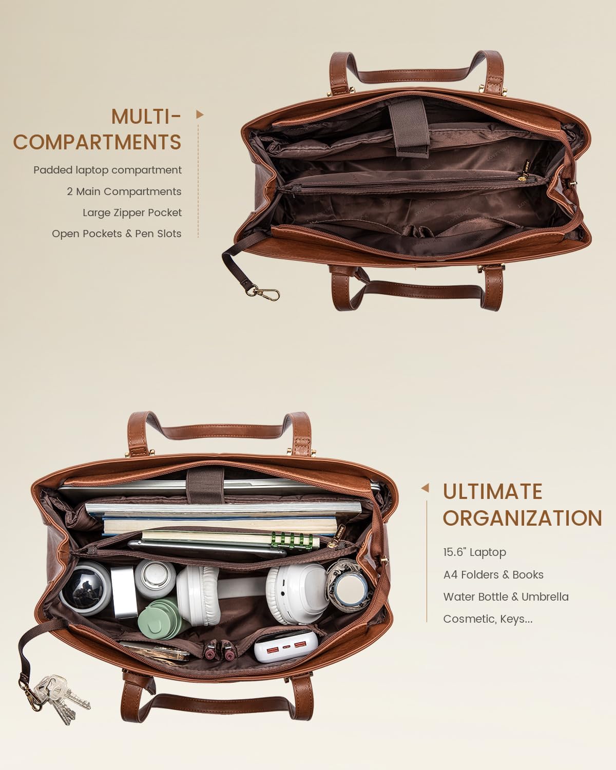 Professional Leather Computer Bag, 15.6"