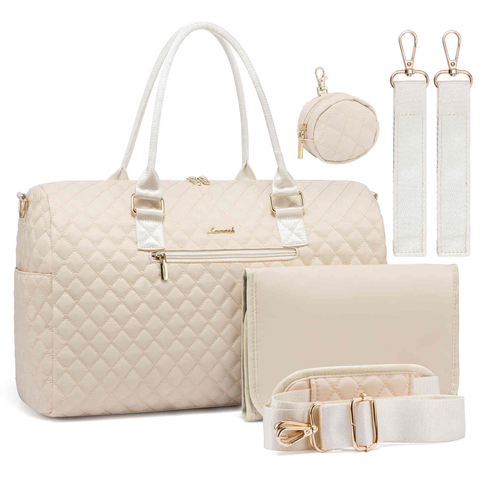 5Pcs Quilted Diaper Tote Bag