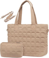 2Pcs Lightweight Puffer Tote Bag, 15.6"