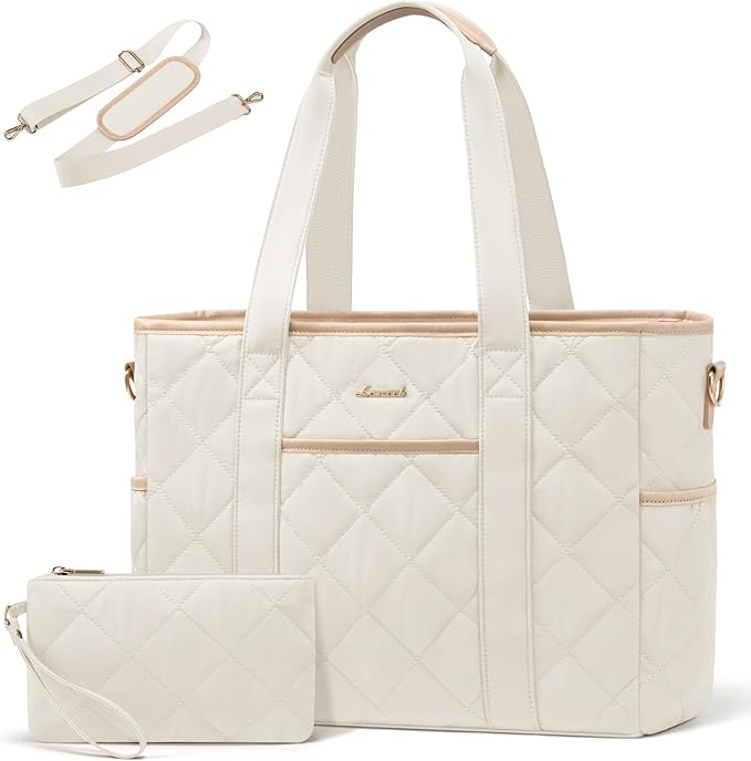 2Pcs Quilted Puffer Laptop Handbag, 15.6" 17”