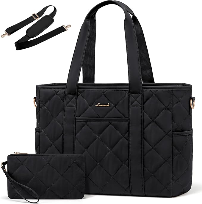 2Pcs Quilted Puffer Laptop Handbag, 15.6" 17”