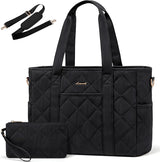 2Pcs Quilted Puffer Laptop Handbag, 15.6" 17"