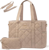 2Pcs Quilted Puffer Laptop Handbag, 15.6" 17"