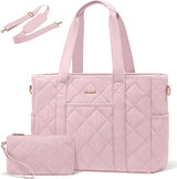 2Pcs Quilted Puffer Laptop Handbag, 15.6" 17”