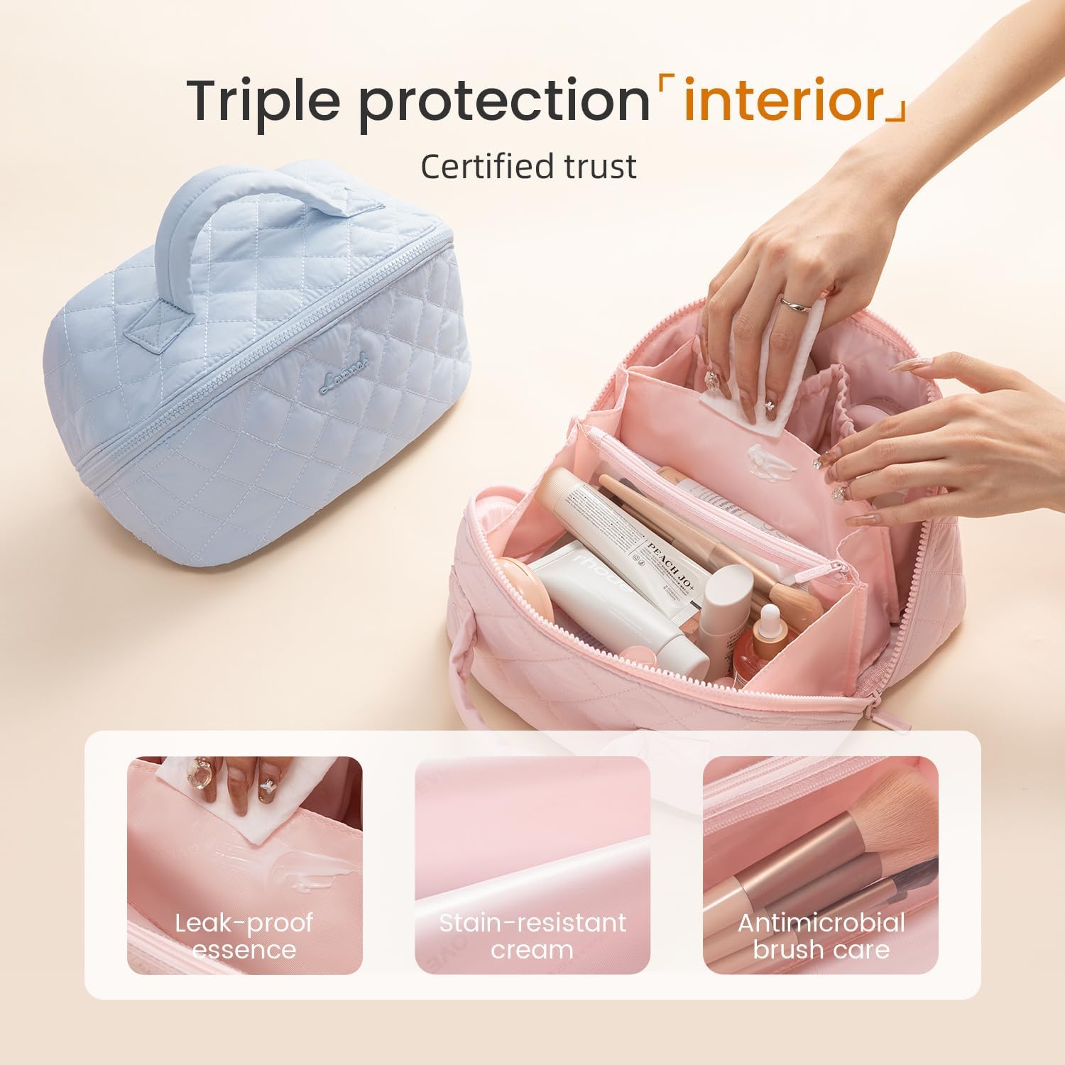 2Pcs Travel Makeup Bag