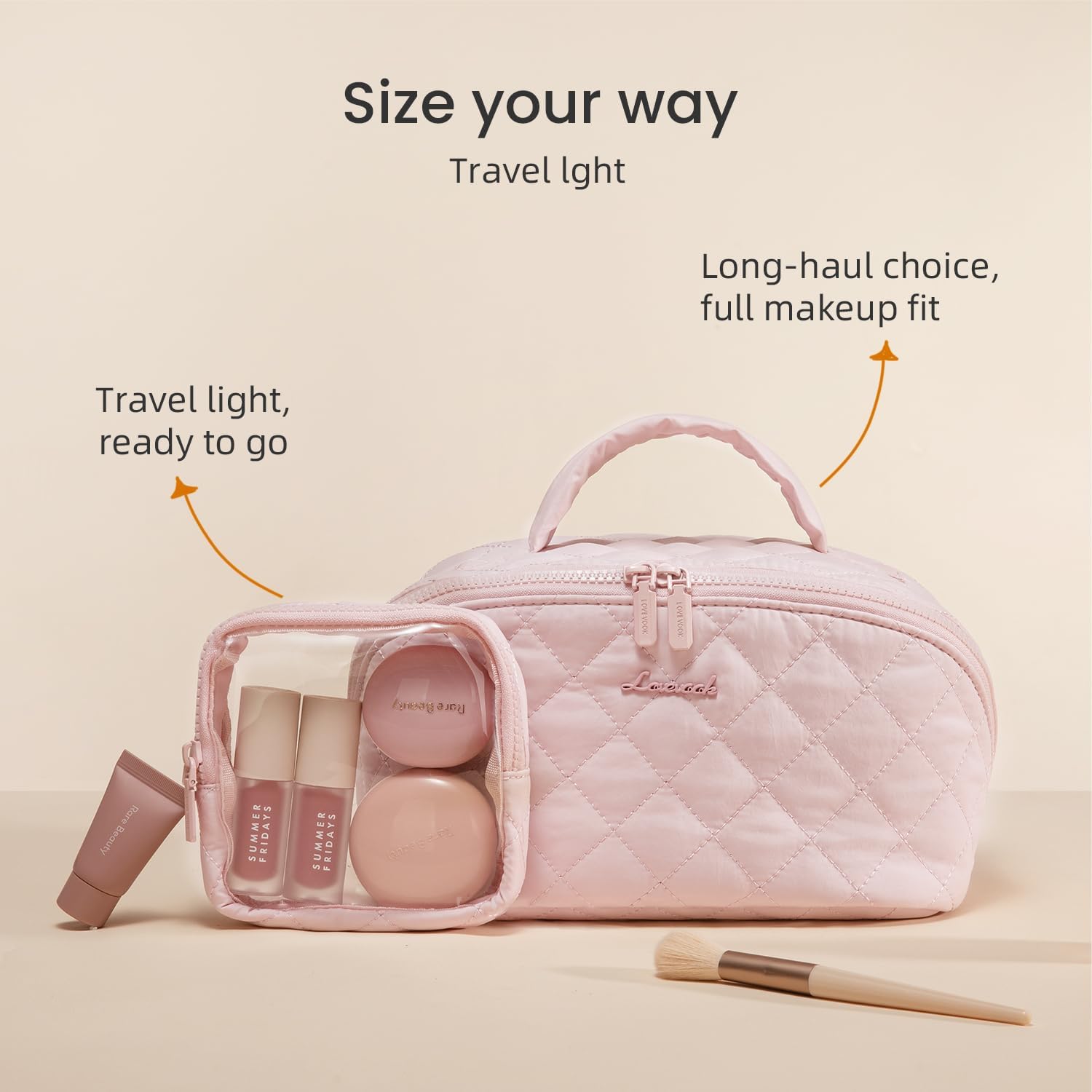 2Pcs Travel Makeup Bag