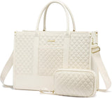 2 Pcs Quilted Laptop Tote Bag, 15.6" 17"