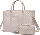 2 Pcs Quilted Laptop Tote Bag, 15.6" 17"