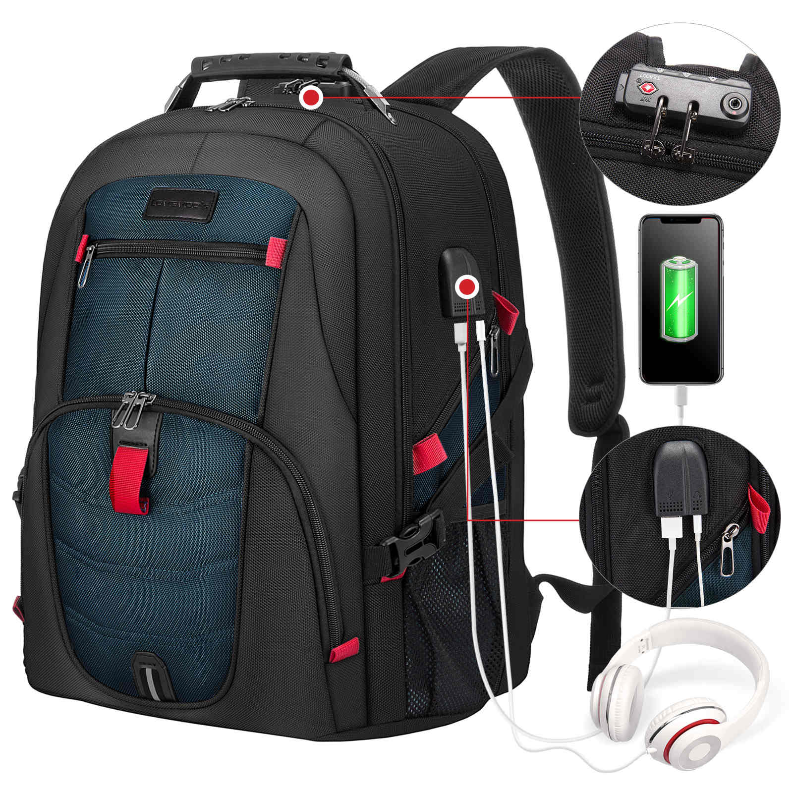 LOVEVOOK Anti Theft Travel Backpack with Lock Fit 17 inch