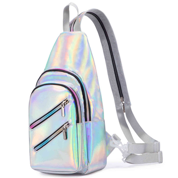Luminous Geometric Backpack Holographic Reflective Bag,Perfect For  Work,Travel, Women's Color Changing And Laser Bag