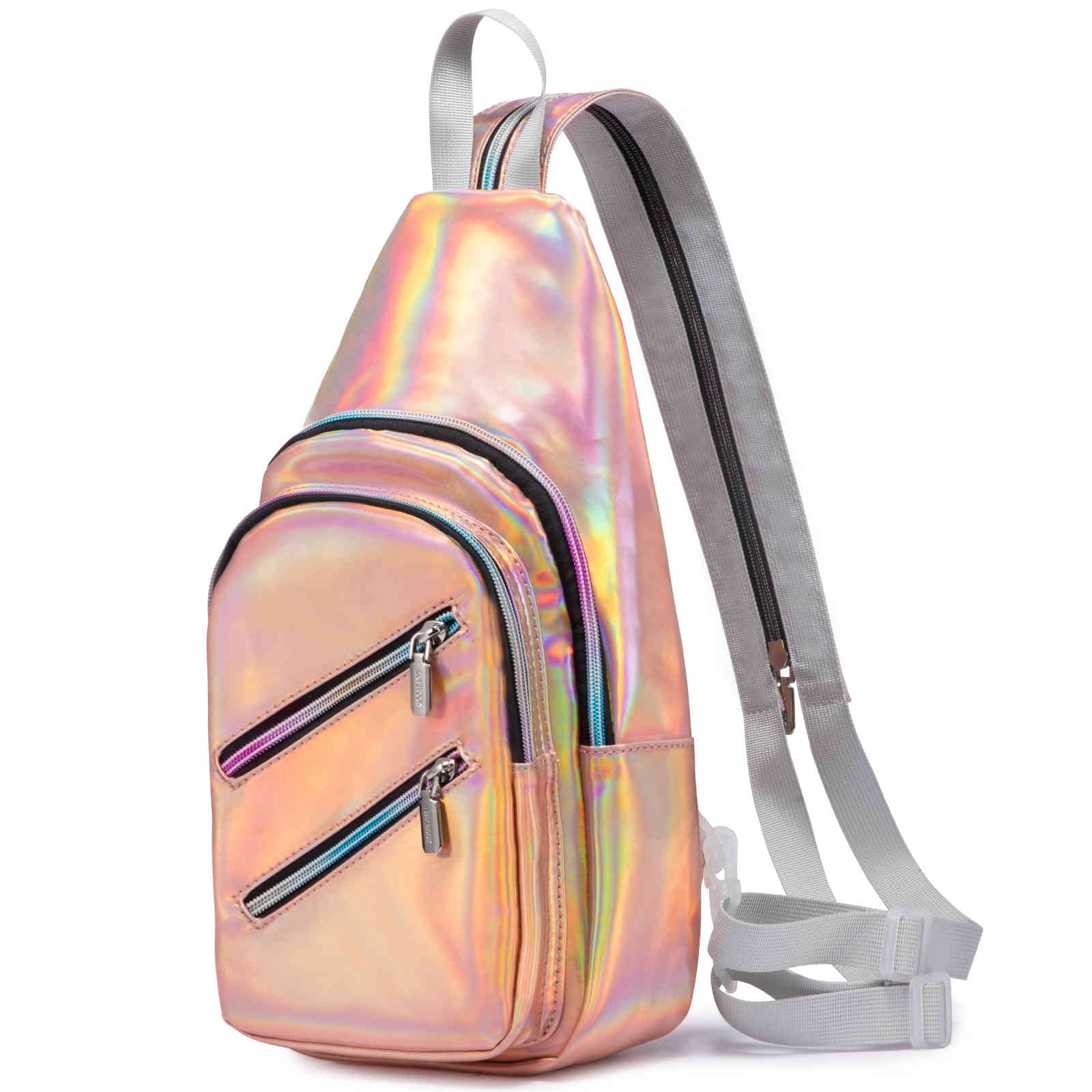 LOVEVOOK Holographic Reflective Sling Bag Backpack for women