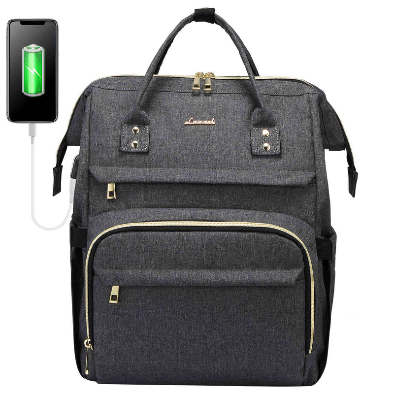 Louis Will Fashion Woman Stripe Canvas Backpack Rucksack Laptop