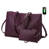 LOVEVOOK 2Pcs Laptop Shoulder Bag for Women, Solid Colors, with wristlet, Fit 15.6 Inch - LOVEVOOK