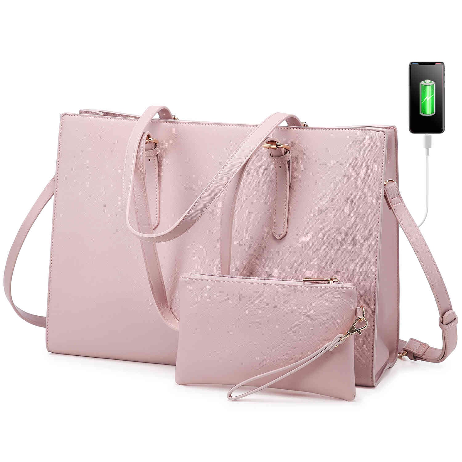 LOVEVOOK 2Pcs Laptop Shoulder Bag for Women, Solid Colors