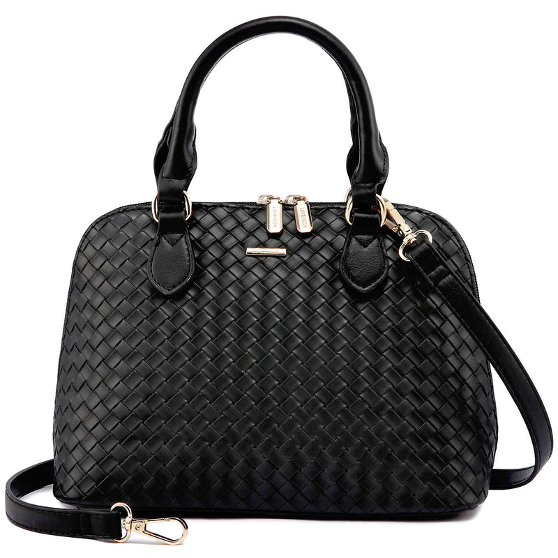  Other Stories geometric braided leather crossbody bag in black