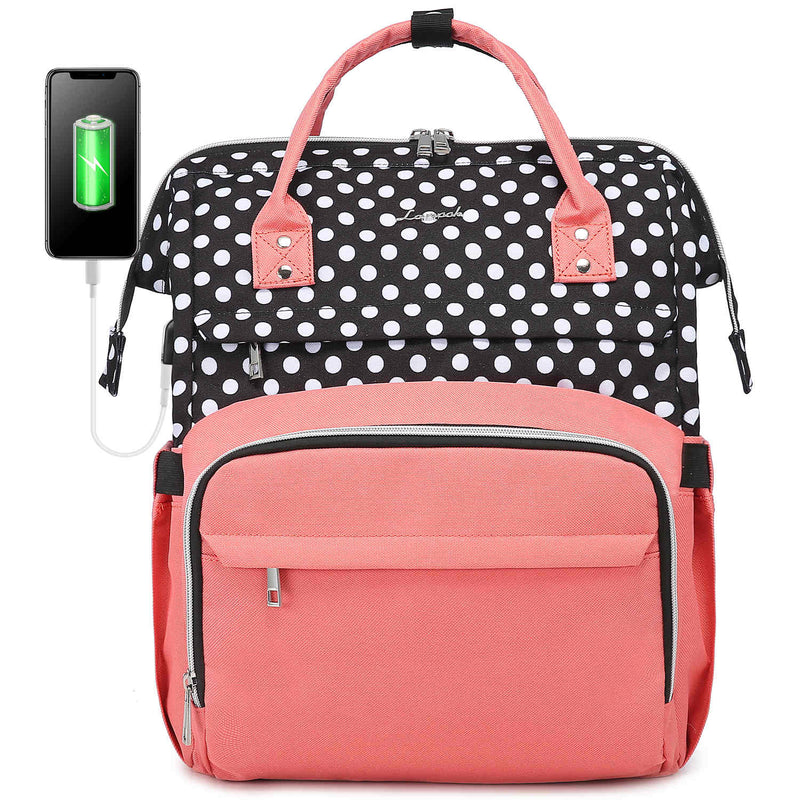 LOVEVOOK Computer Bag Laptop Bag for Women Cute Laptop Messenger Bag for  Work College, Polka-Pink, 14-Inch